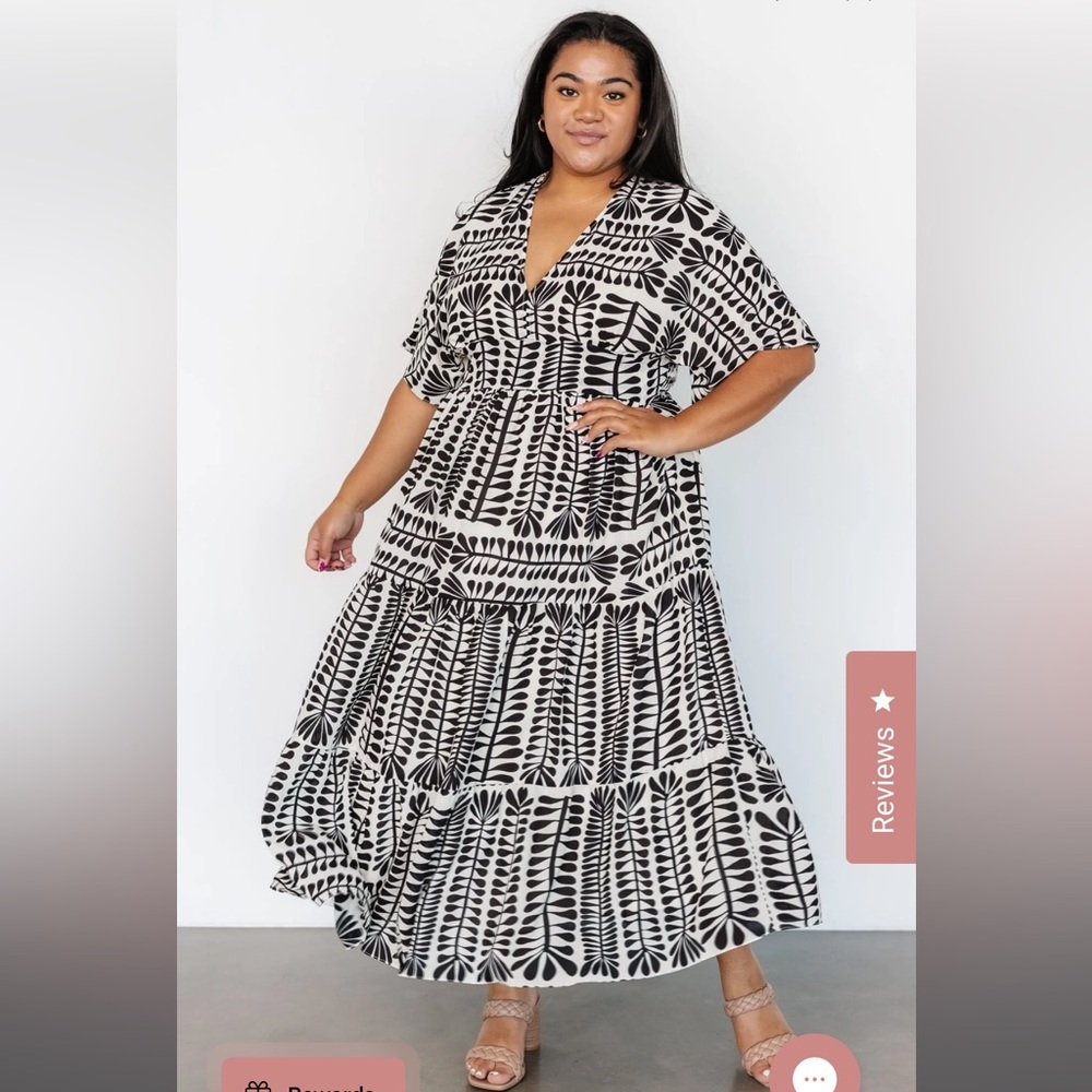 Black and White Patterned Maxi Dress - Austin Kimono Dress
